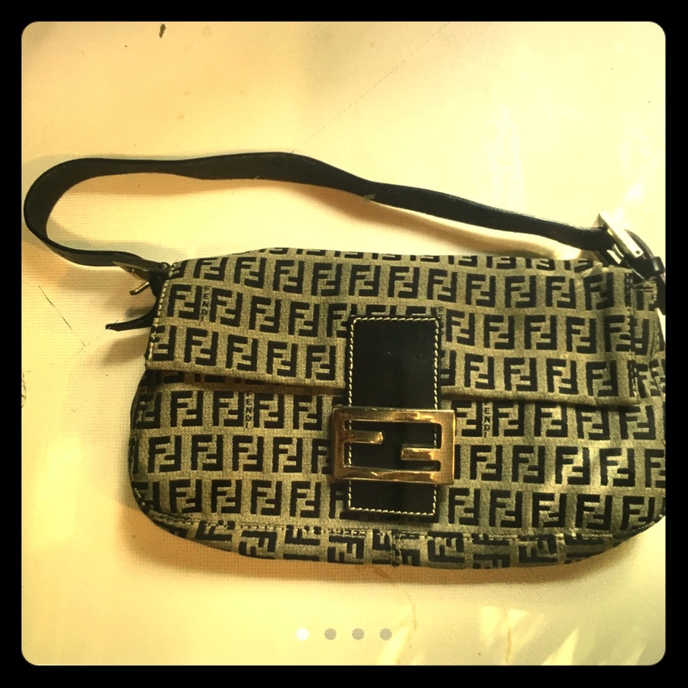 Fendi baguette blue monogrammed like new